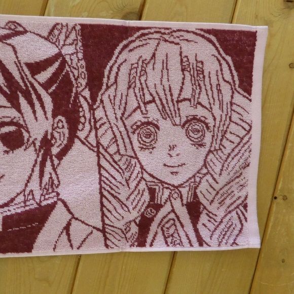 Kimetsu no Yaiba 鬼滅の刃 Damon Slayer Pink Magenta Face Towel New - Picture 4 of 6